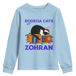 Bodega Cats of New York Youth Sweatshirt Funny Cat NYC Christmas TS14 Light Blue Print Your Wear