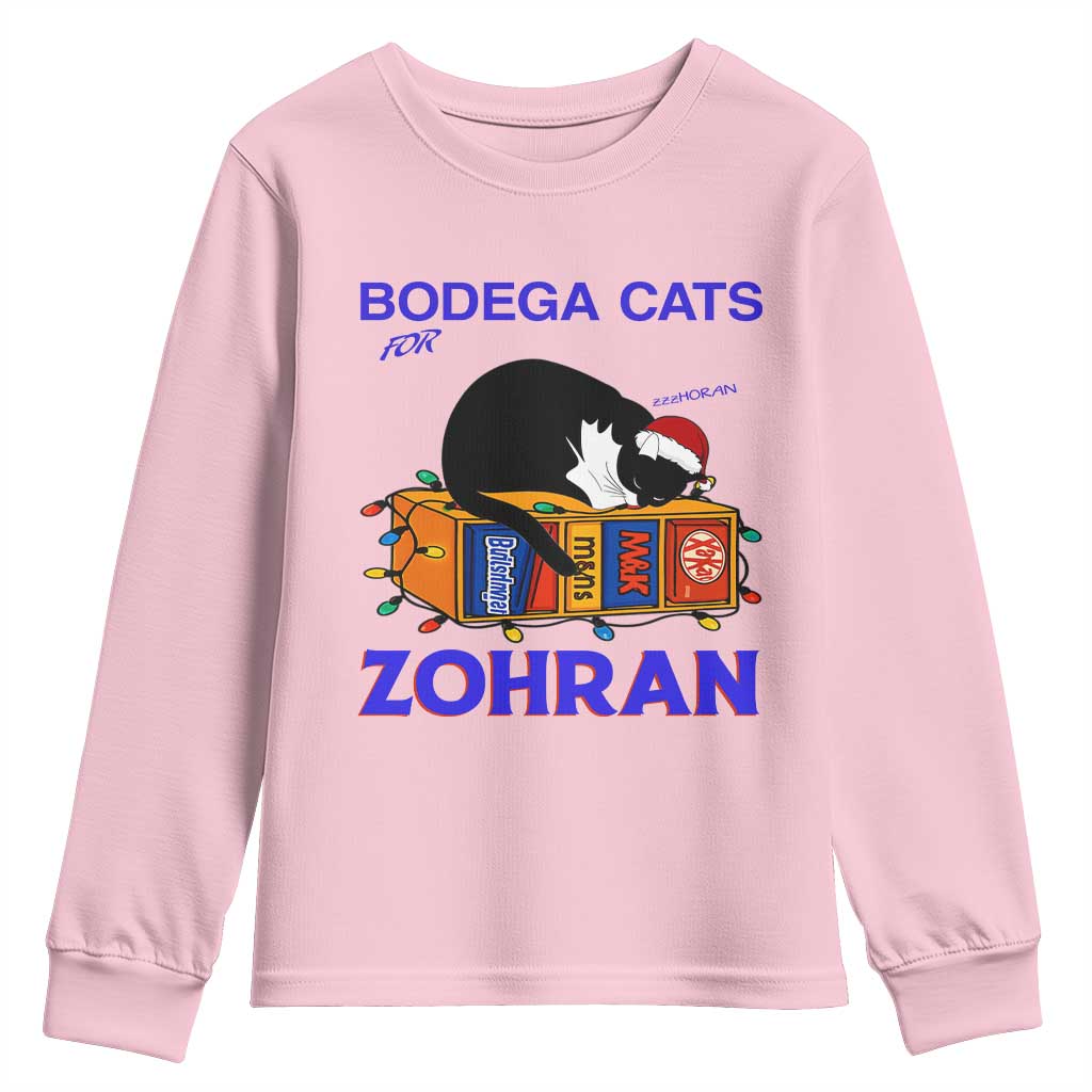 Bodega Cats of New York Youth Sweatshirt Funny Cat NYC Christmas TS14 Light Pink Print Your Wear