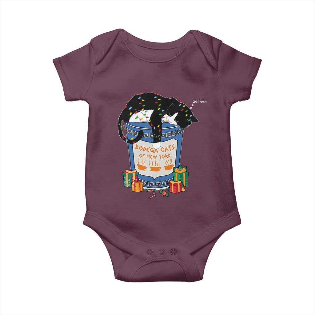Bodega Cats of New York Baby Onesie Funny Democrat Christmas TS14 Maroon Print Your Wear
