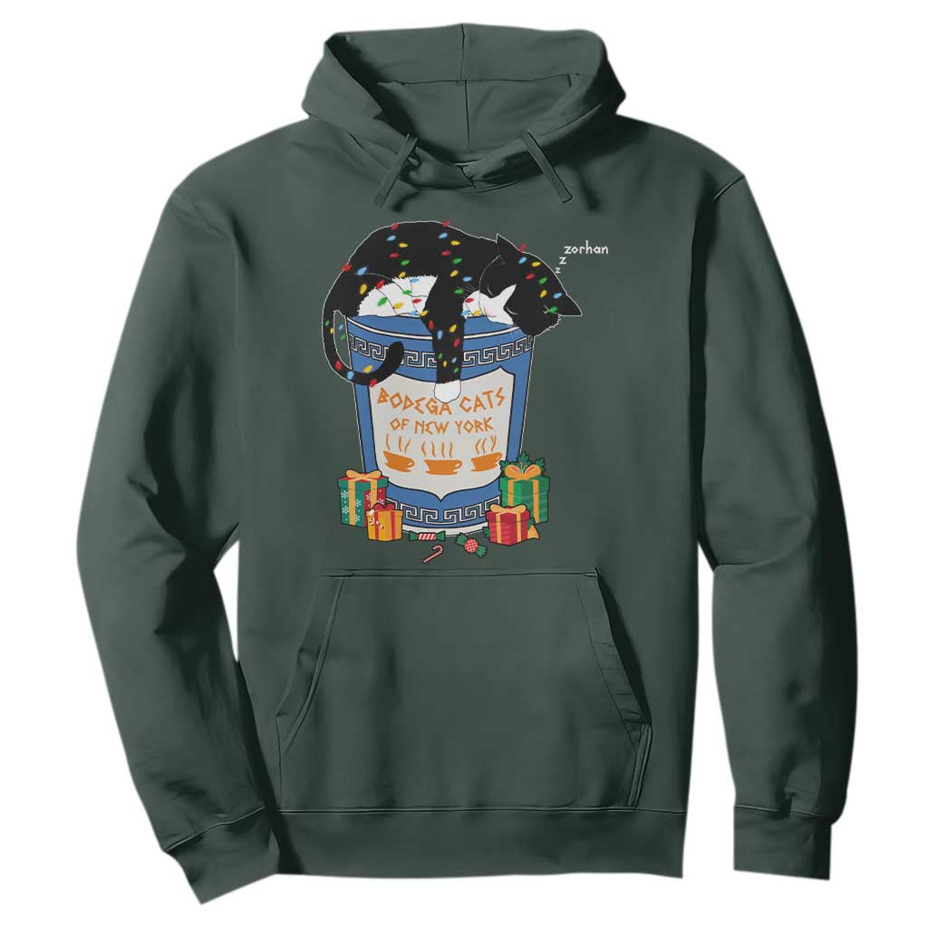 Bodega Cats of New York Hoodie Funny Democrat Christmas TS14 Dark Forest Green Print Your Wear