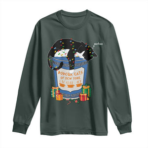 Bodega Cats of New York Long Sleeve Shirt Funny Democrat Christmas TS14 Dark Forest Green Print Your Wear