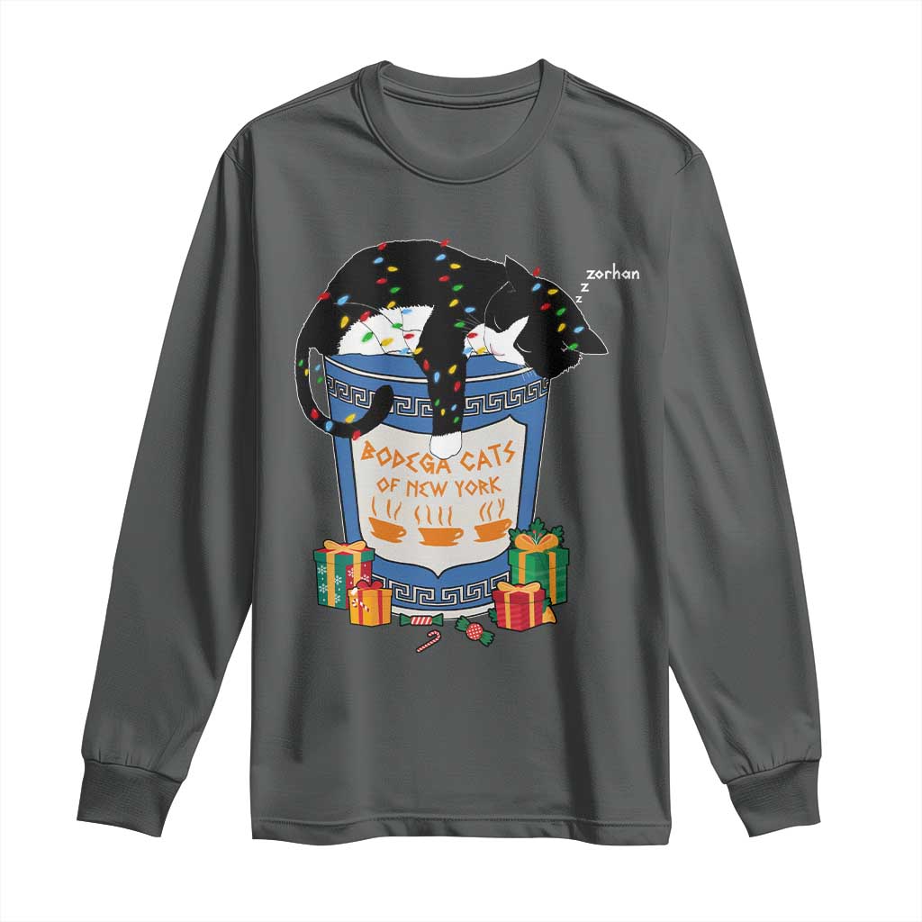 Bodega Cats of New York Long Sleeve Shirt Funny Democrat Christmas TS14 Dark Heather Print Your Wear