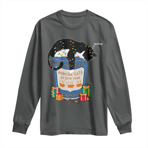 Bodega Cats of New York Long Sleeve Shirt Funny Democrat Christmas TS14 Dark Heather Print Your Wear