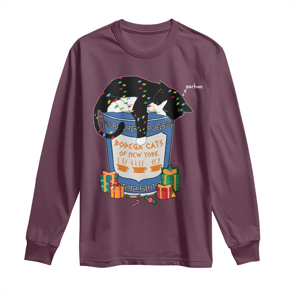 Bodega Cats of New York Long Sleeve Shirt Funny Democrat Christmas TS14 Maroon Print Your Wear