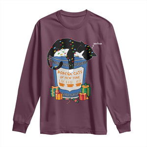Bodega Cats of New York Long Sleeve Shirt Funny Democrat Christmas TS14 Maroon Print Your Wear
