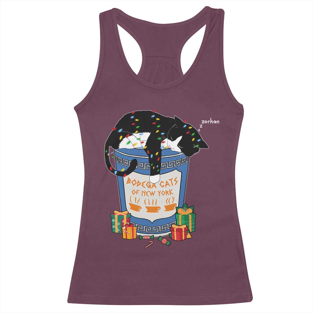 Bodega Cats of New York Racerback Tank Top Funny Democrat Christmas TS14 Maroon Print Your Wear