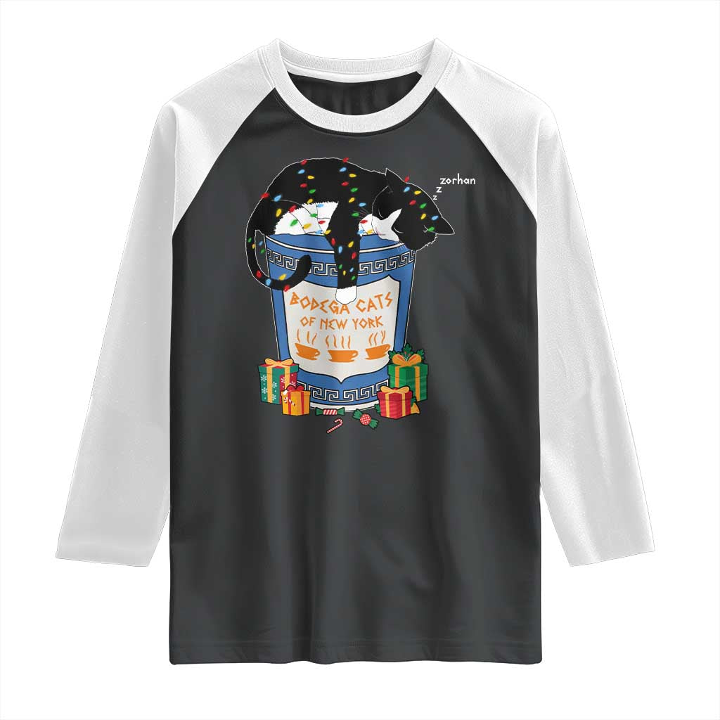 Bodega Cats of New York Raglan Shirt Funny Democrat Christmas TS14 Black White Print Your Wear
