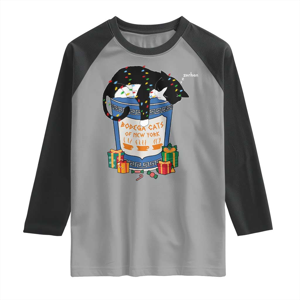 Bodega Cats of New York Raglan Shirt Funny Democrat Christmas TS14 Sport Gray Black Print Your Wear