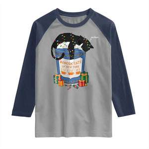 Bodega Cats of New York Raglan Shirt Funny Democrat Christmas TS14 Sport Gray Navy Print Your Wear
