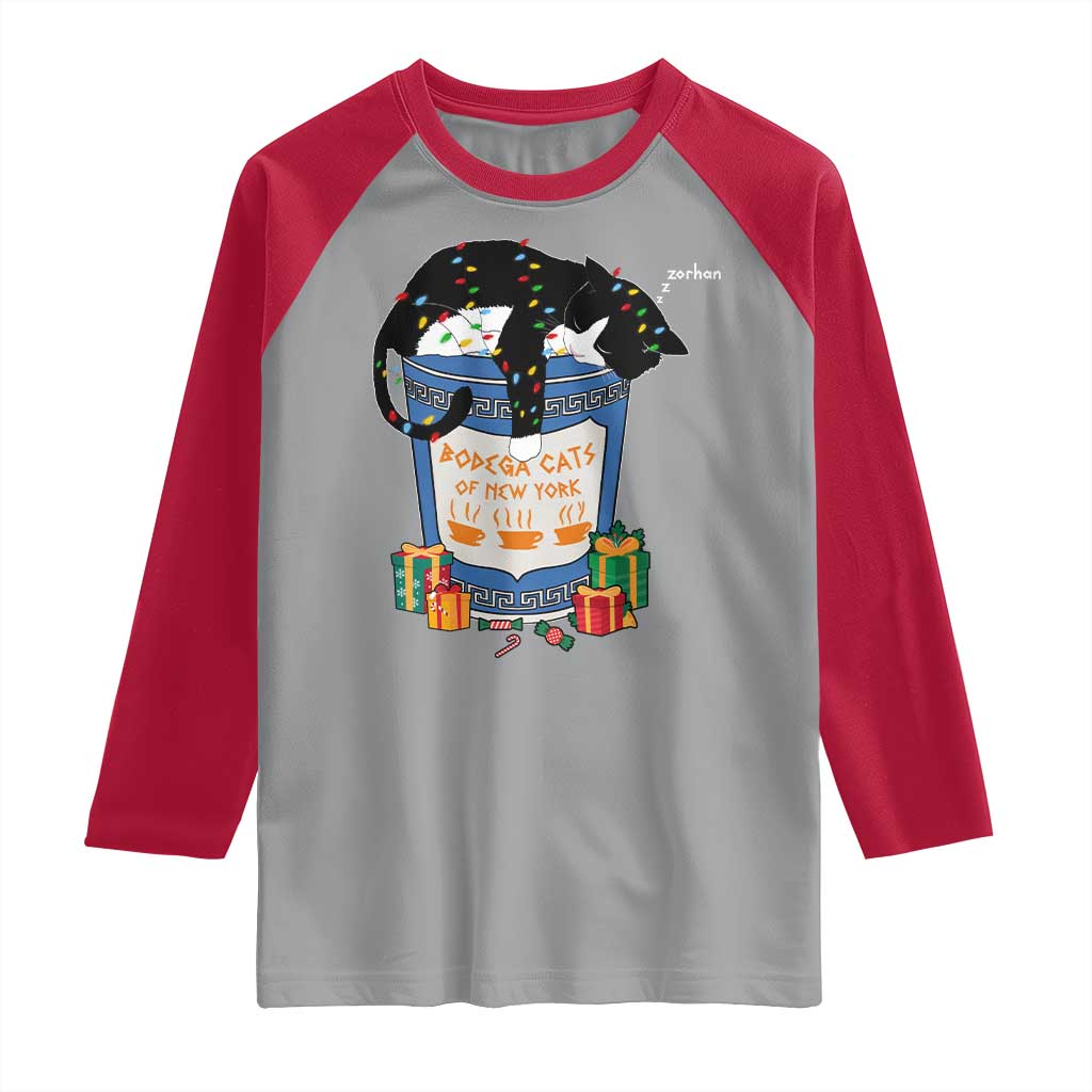 Bodega Cats of New York Raglan Shirt Funny Democrat Christmas TS14 Sport Gray Red Print Your Wear