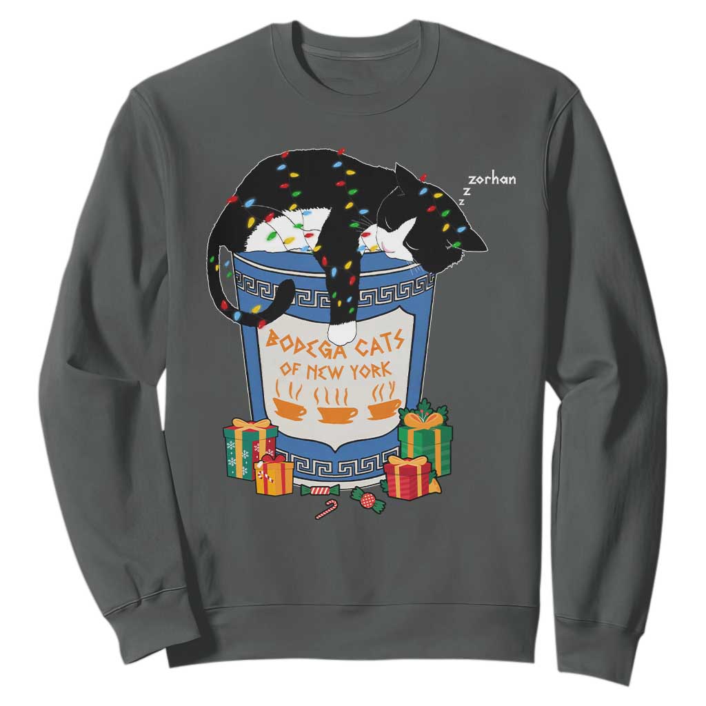 Bodega Cats of New York Sweatshirt Funny Democrat Christmas TS14 Dark Heather Print Your Wear