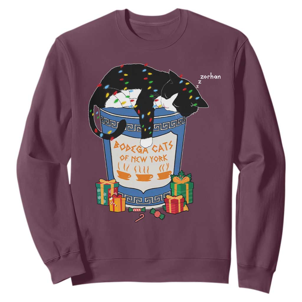 Bodega Cats of New York Sweatshirt Funny Democrat Christmas TS14 Maroon Print Your Wear