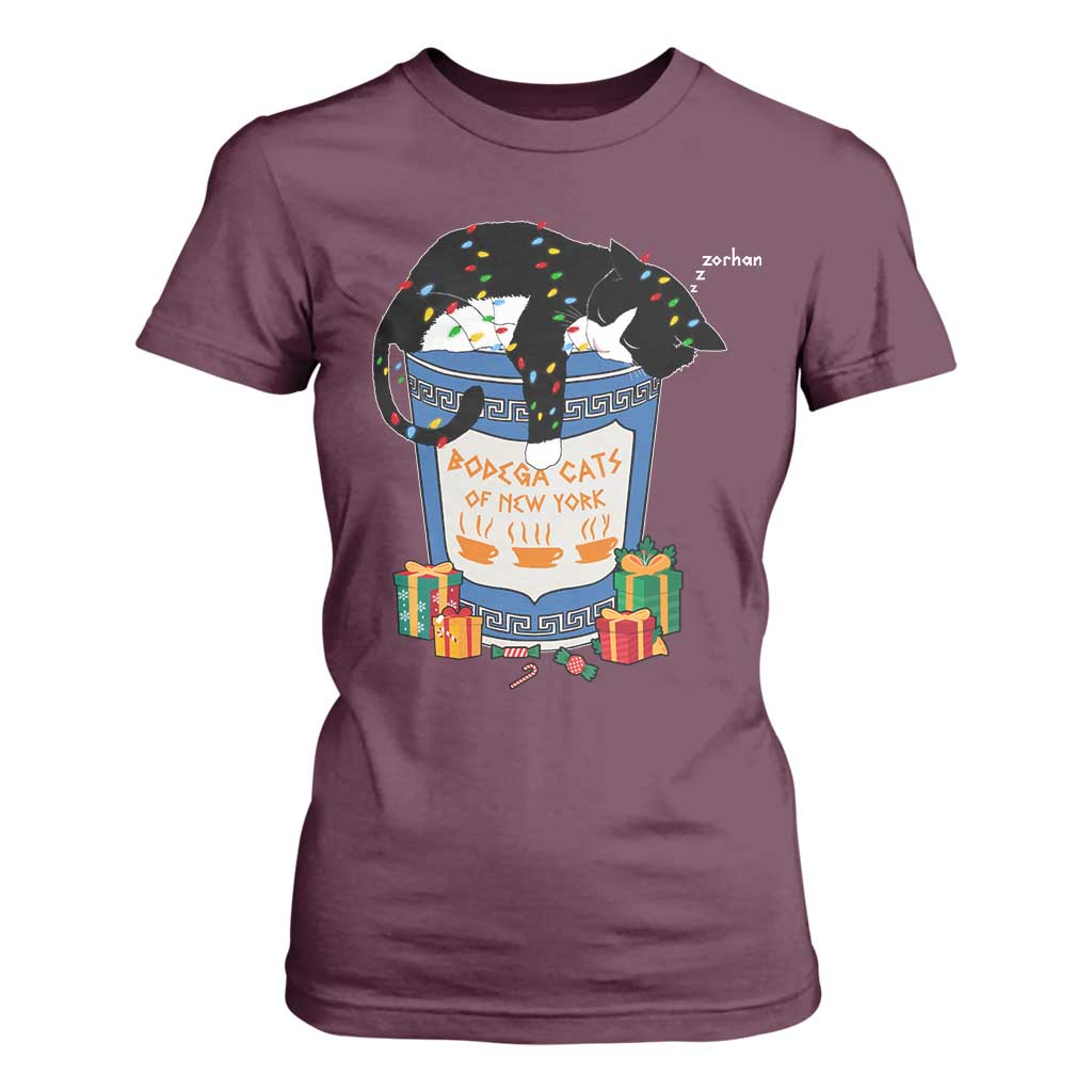 Bodega Cats of New York T Shirt For Women Funny Democrat Christmas TS14 Maroon Print Your Wear