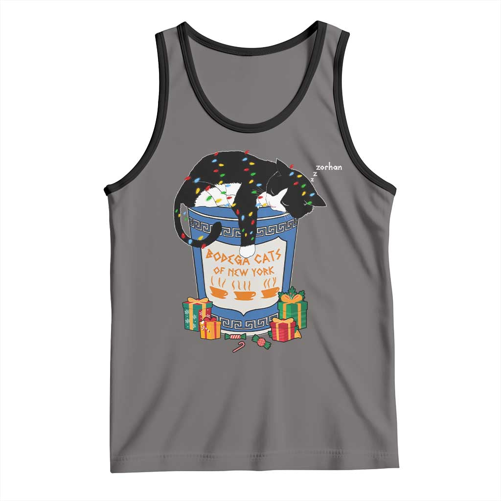 Bodega Cats of New York Tank Top Funny Democrat Christmas TS14 Deep Heather Black Print Your Wear