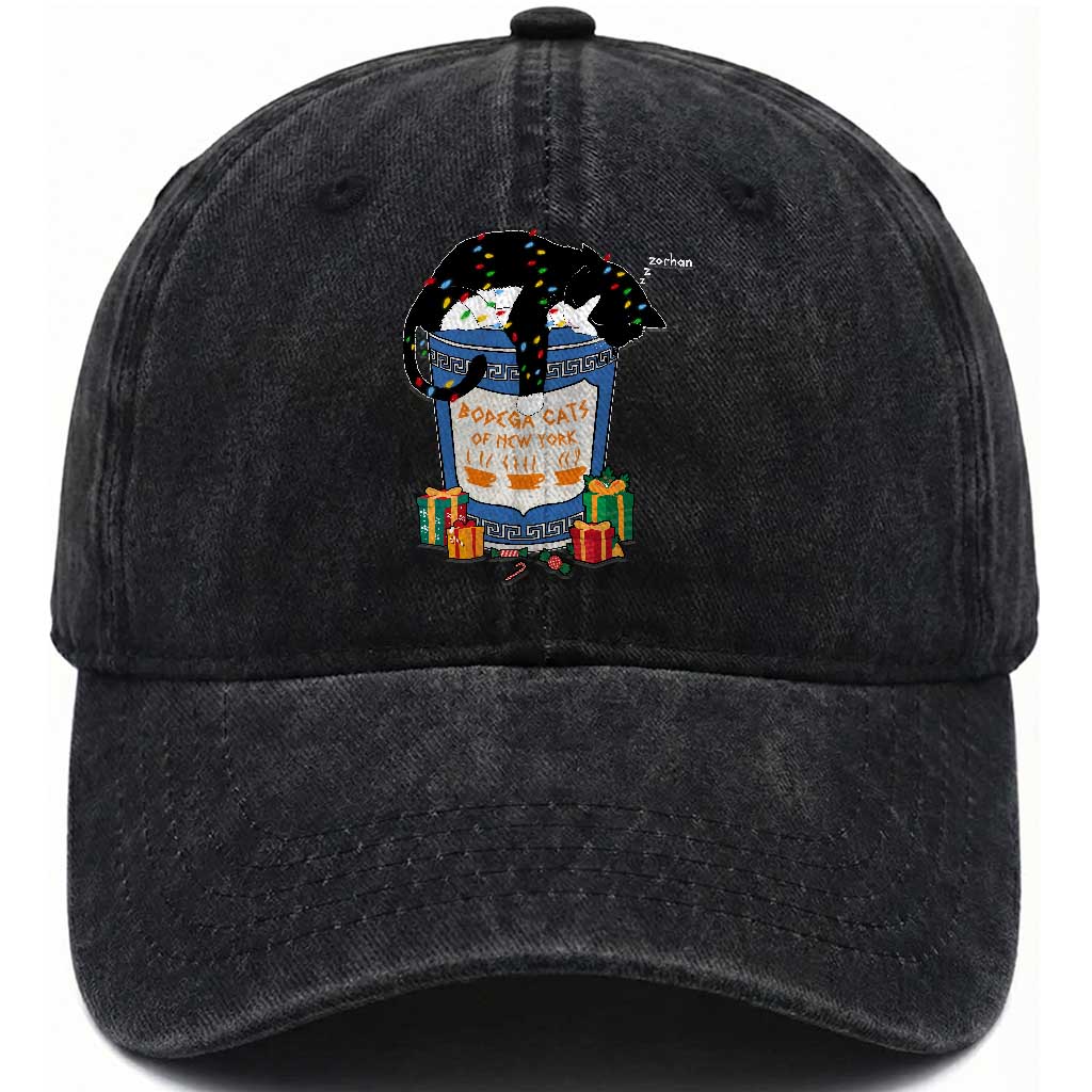 Bodega Cats of New York Washed Cotton Baseball Cap Funny Democrat Christmas TS14 Washed Cap Universal Fit Black Print Your Wear