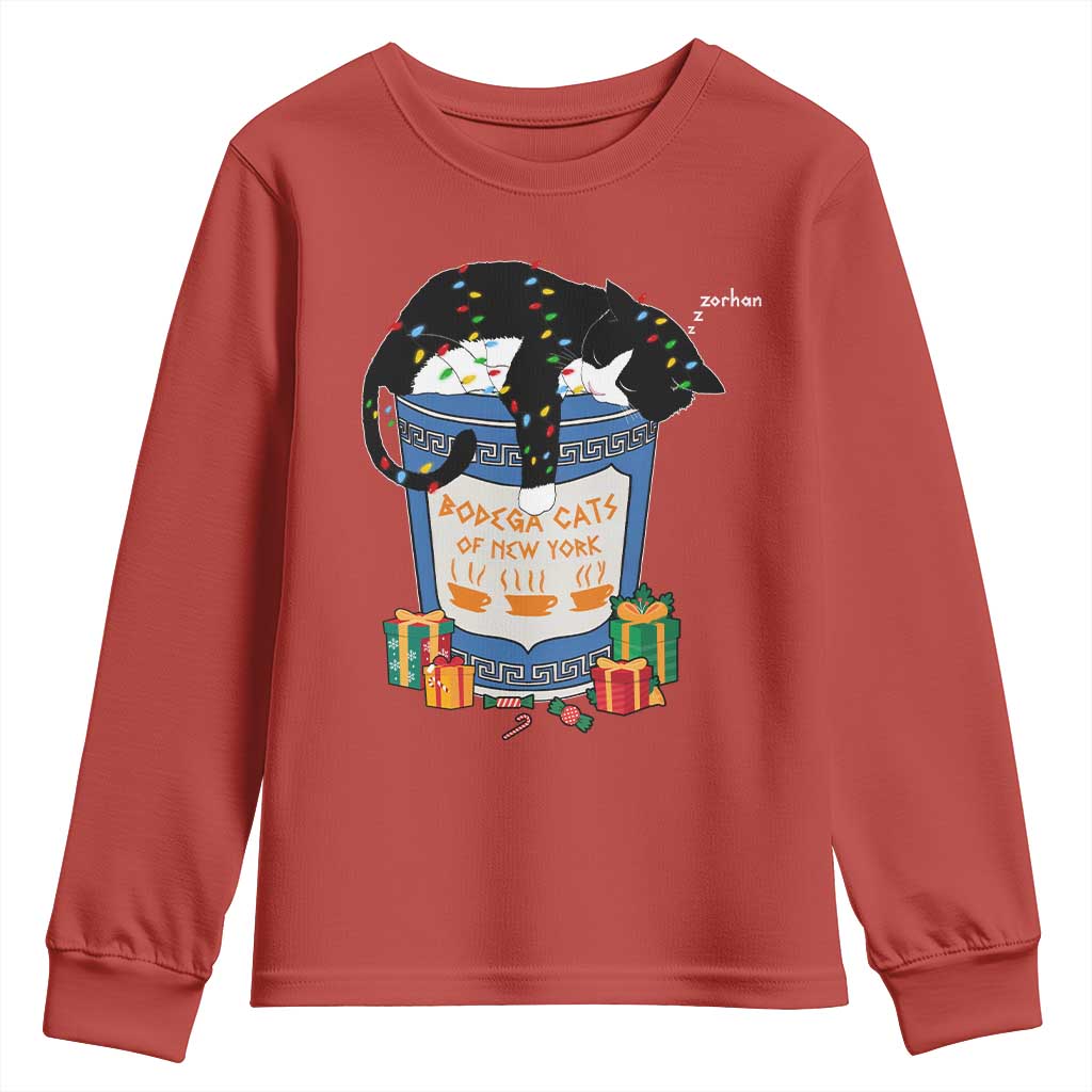 Bodega Cats of New York Youth Sweatshirt Funny Democrat Christmas TS14 Red Print Your Wear