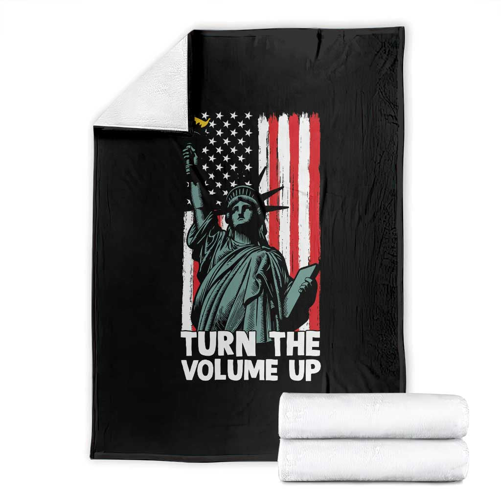 Turn The Volume Up Throw Blanket Statue of Liberty Patriotic American Flag TS14 Black Print Your Wear