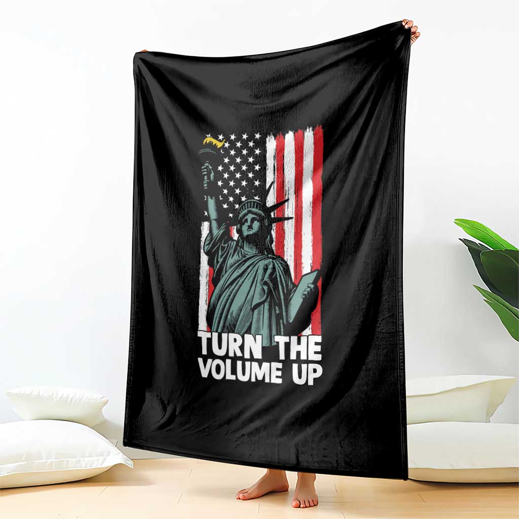 Turn The Volume Up Throw Blanket Statue of Liberty Patriotic American Flag TS14 Print Your Wear