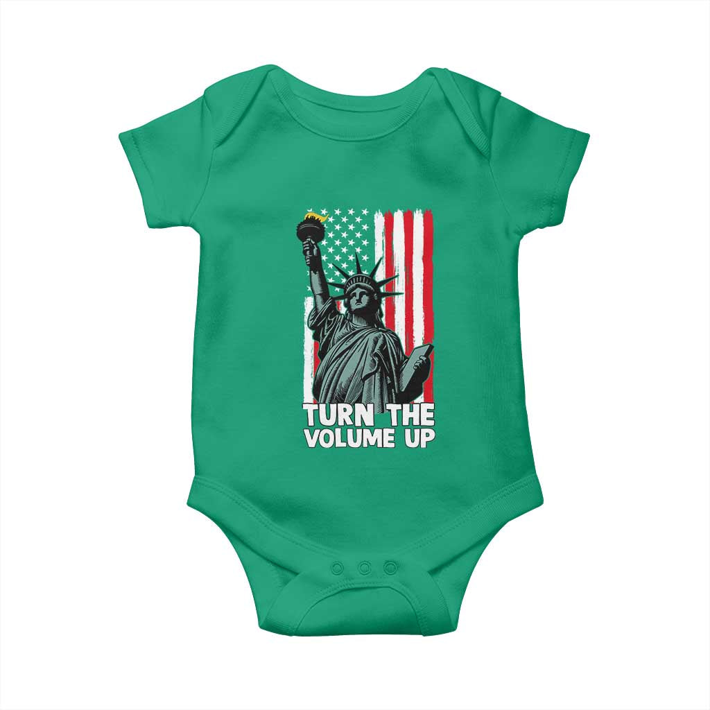 Turn The Volume Up Baby Onesie Statue of Liberty Patriotic American Flag TS14 Irish Green Print Your Wear