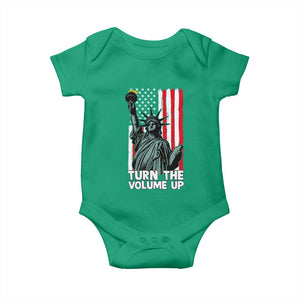 Turn The Volume Up Baby Onesie Statue of Liberty Patriotic American Flag TS14 Irish Green Print Your Wear