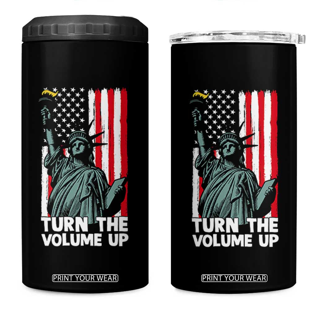 Turn The Volume Up 4 in 1 Can Cooler Tumbler Statue of Liberty Patriotic American Flag TS14 One Size: 16 oz Black Print Your Wear
