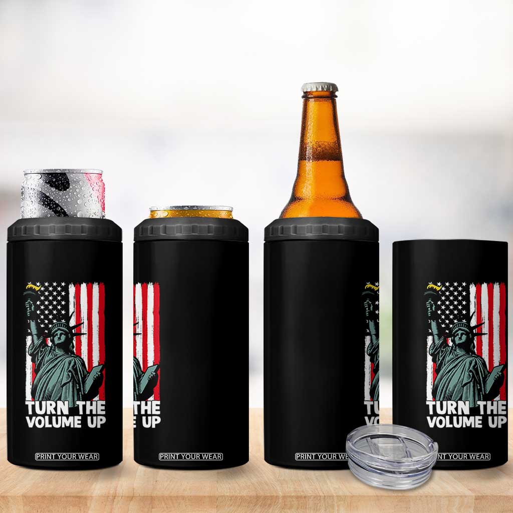 Turn The Volume Up 4 in 1 Can Cooler Tumbler Statue of Liberty Patriotic American Flag TS14 Print Your Wear