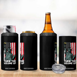 Turn The Volume Up 4 in 1 Can Cooler Tumbler Statue of Liberty Patriotic American Flag TS14 Print Your Wear