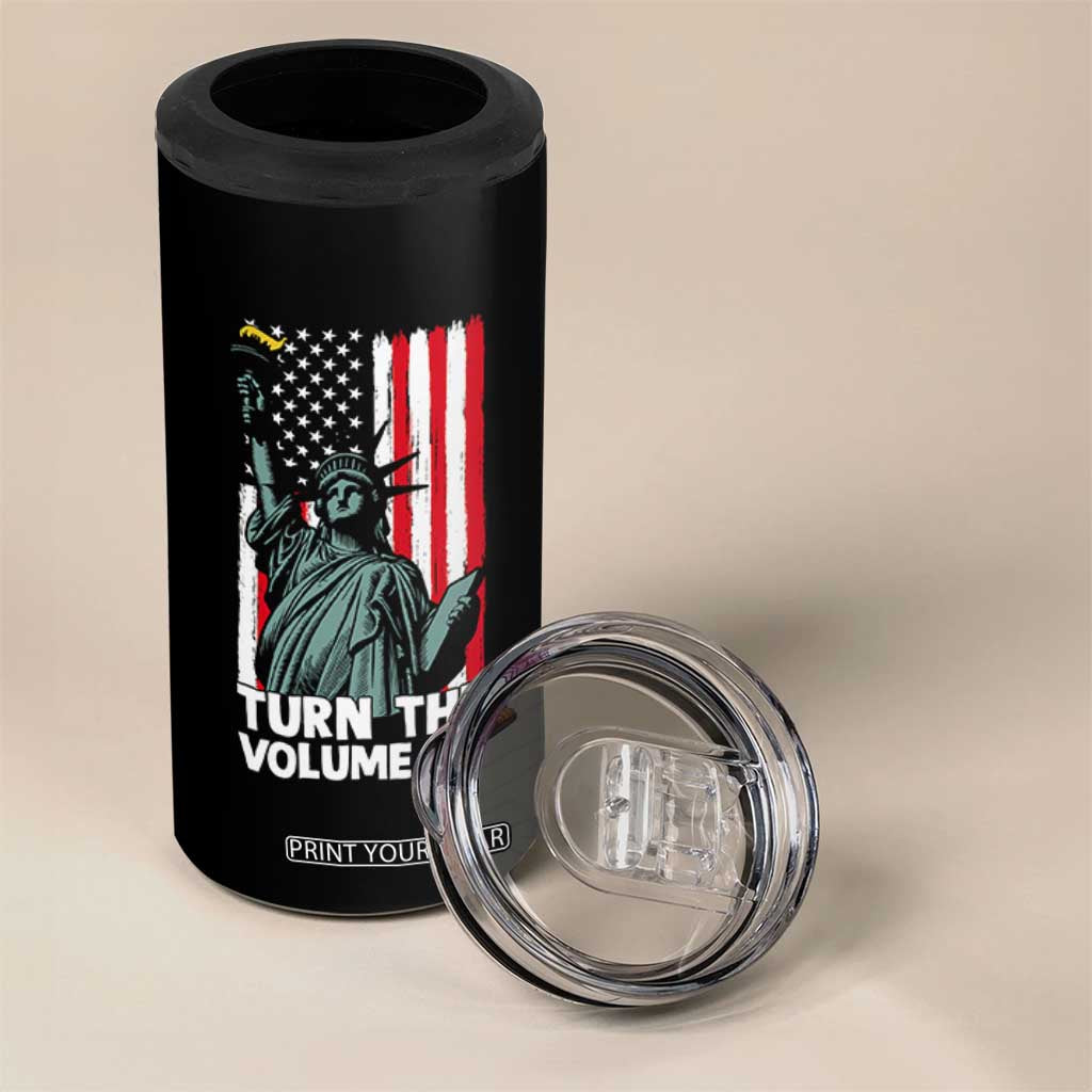 Turn The Volume Up 4 in 1 Can Cooler Tumbler Statue of Liberty Patriotic American Flag TS14 Print Your Wear