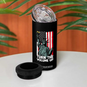 Turn The Volume Up 4 in 1 Can Cooler Tumbler Statue of Liberty Patriotic American Flag TS14 Print Your Wear