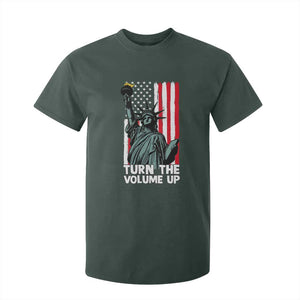 Turn The Volume Up T Shirt For Kid Statue of Liberty Patriotic American Flag TS14 Dark Forest Green Print Your Wear