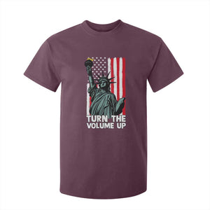 Turn The Volume Up T Shirt For Kid Statue of Liberty Patriotic American Flag TS14 Maroon Print Your Wear