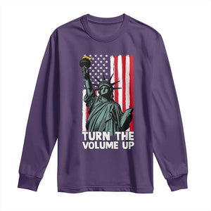 Turn The Volume Up Long Sleeve Shirt Statue of Liberty Patriotic American Flag TS14 Purple Print Your Wear