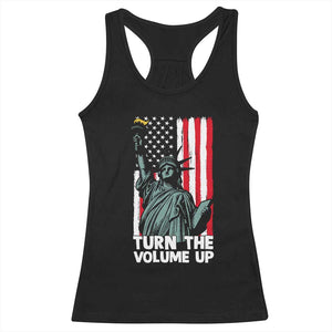Turn The Volume Up Racerback Tank Top Statue of Liberty Patriotic American Flag TS14 Black Print Your Wear