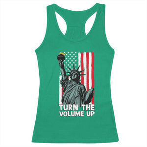 Turn The Volume Up Racerback Tank Top Statue of Liberty Patriotic American Flag TS14 Irish Green Print Your Wear