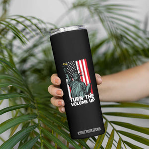 Turn The Volume Up Skinny Tumbler Statue of Liberty Patriotic American Flag TS14 Print Your Wear