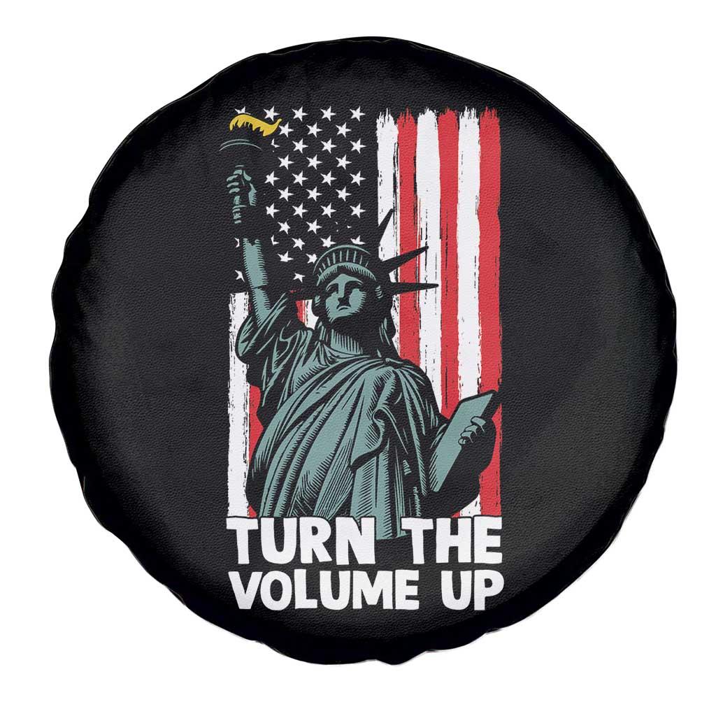 Turn The Volume Up Spare Tire Cover Statue of Liberty Patriotic American Flag TS14 Print Your Wear