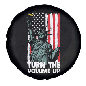 Turn The Volume Up Spare Tire Cover Statue of Liberty Patriotic American Flag TS14 Print Your Wear