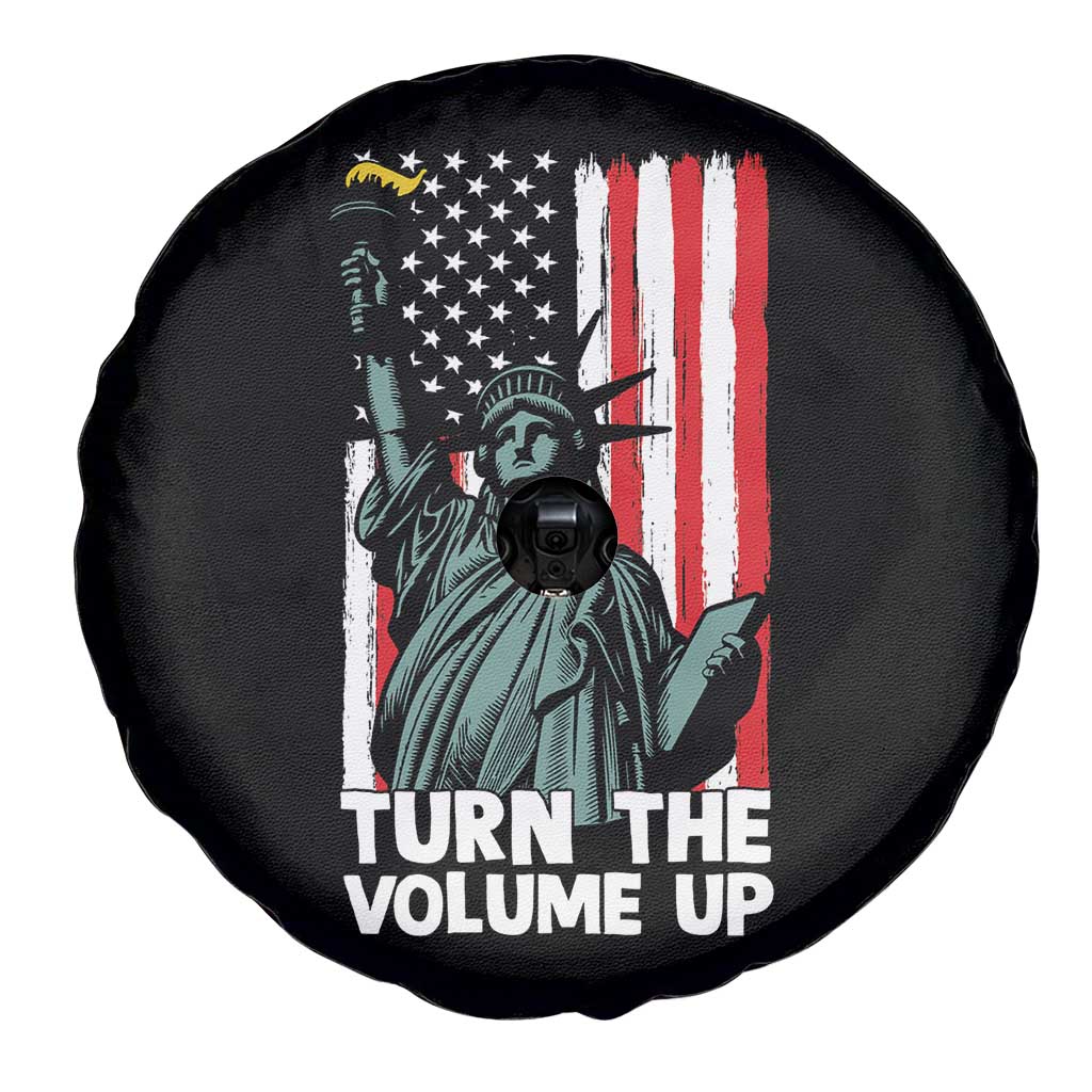 Turn The Volume Up Spare Tire Cover Statue of Liberty Patriotic American Flag TS14 Print Your Wear