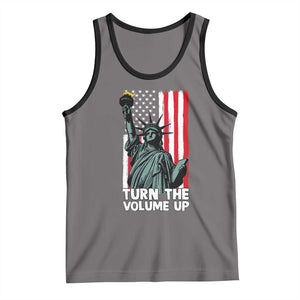 Turn The Volume Up Tank Top Statue of Liberty Patriotic American Flag TS14 Deep Heather Black Print Your Wear