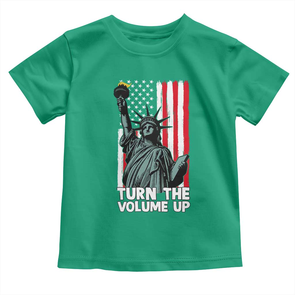 Turn The Volume Up Toddler T Shirt Statue of Liberty Patriotic American Flag TS14 Irish Green Print Your Wear