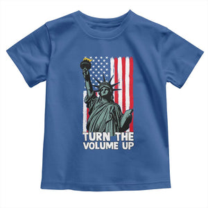 Turn The Volume Up Toddler T Shirt Statue of Liberty Patriotic American Flag TS14 Royal Blue Print Your Wear