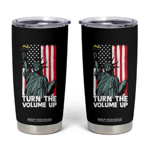 Turn The Volume Up Tumbler Cup Statue of Liberty Patriotic American Flag TS14 Black Print Your Wear