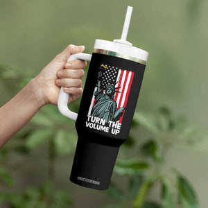 Turn The Volume Up Tumbler With Handle Statue of Liberty Patriotic American Flag TS14 Print Your Wear
