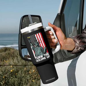 Turn The Volume Up Tumbler With Handle Statue of Liberty Patriotic American Flag TS14 Print Your Wear