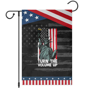 Turn The Volume Up Garden Flag Statue of Liberty Patriotic American Flag TS14 Distressed Black Blue Print Your Wear