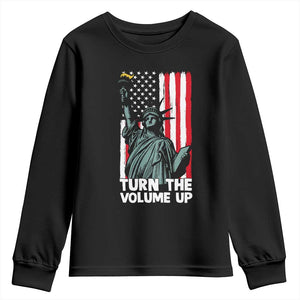 Turn The Volume Up Youth Sweatshirt Statue of Liberty Patriotic American Flag TS14 Black Print Your Wear
