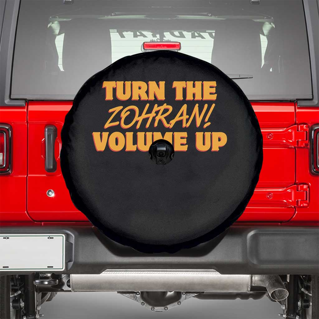 Turn The Volume Up Spare Tire Cover Zohran Mamdani TS14 Black Print Your Wear