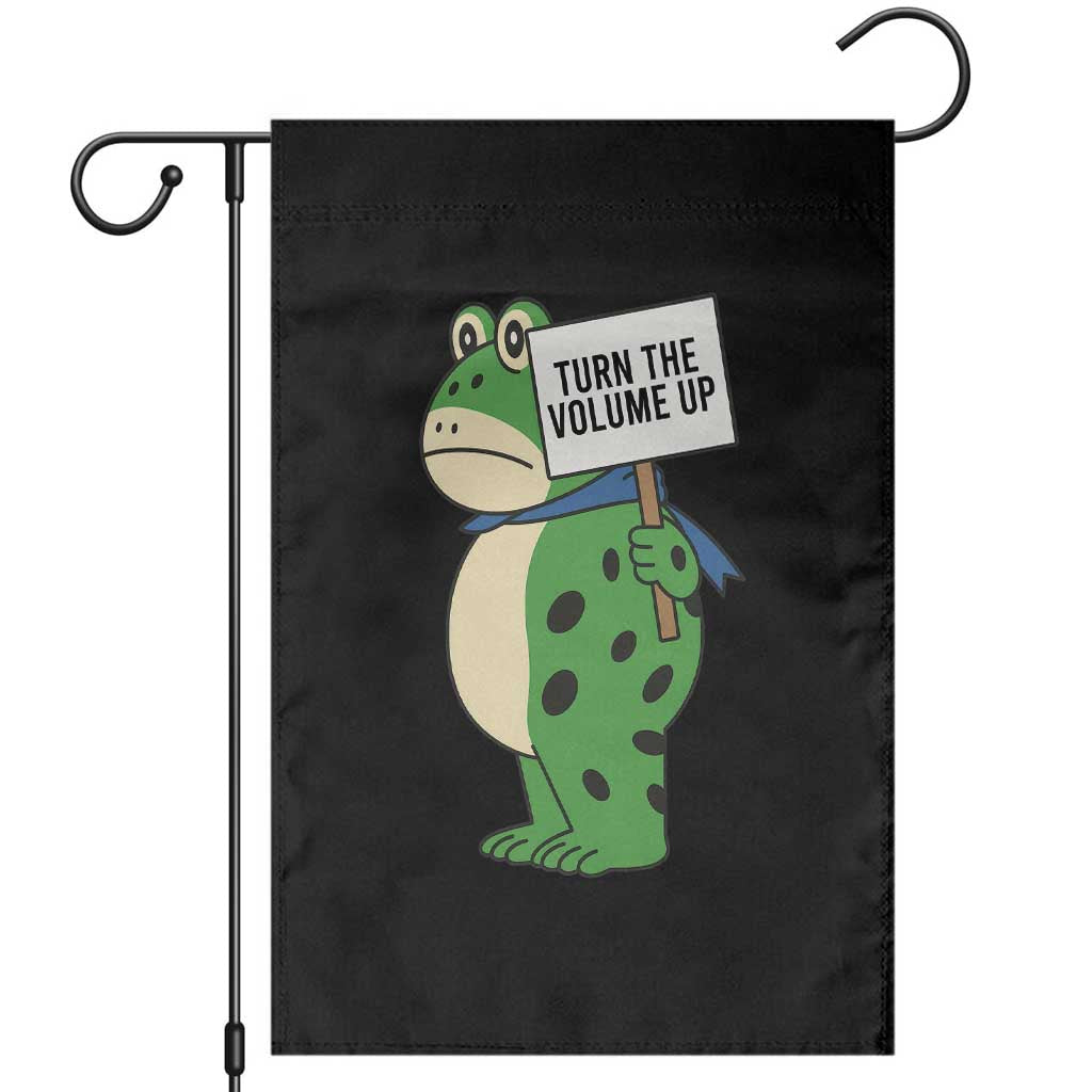 Turn The Volume Up Garden Flag Resist Frog Portland Protest TS14 Black Print Your Wear