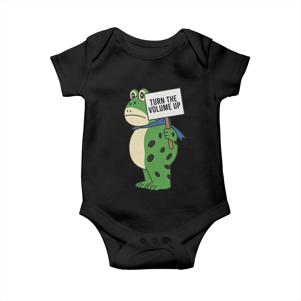 Turn The Volume Up Baby Onesie Resist Frog Portland Protest TS14 Black Print Your Wear
