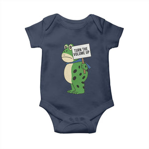 Turn The Volume Up Baby Onesie Resist Frog Portland Protest TS14 Navy Print Your Wear